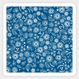 Floral Sketch Blue Sticker